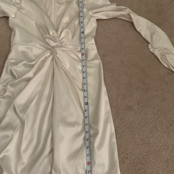 NWT Anthropologie BHLDN Maya Long-Sleeve Twist Satin Mini Dress Ivory - Picture 15 of 16